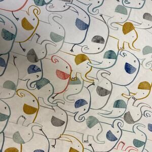 Pottery Barn Kids EMERY ELEPHANT Organic Crib Fitted Sheet EUC Nursery Toddler